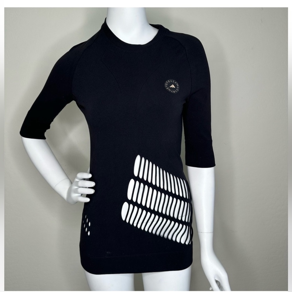 STELLA MCCARTNEY X ADIDAS BLACK CUT OUT STRETCH ATHLETIC TOP M NWOT